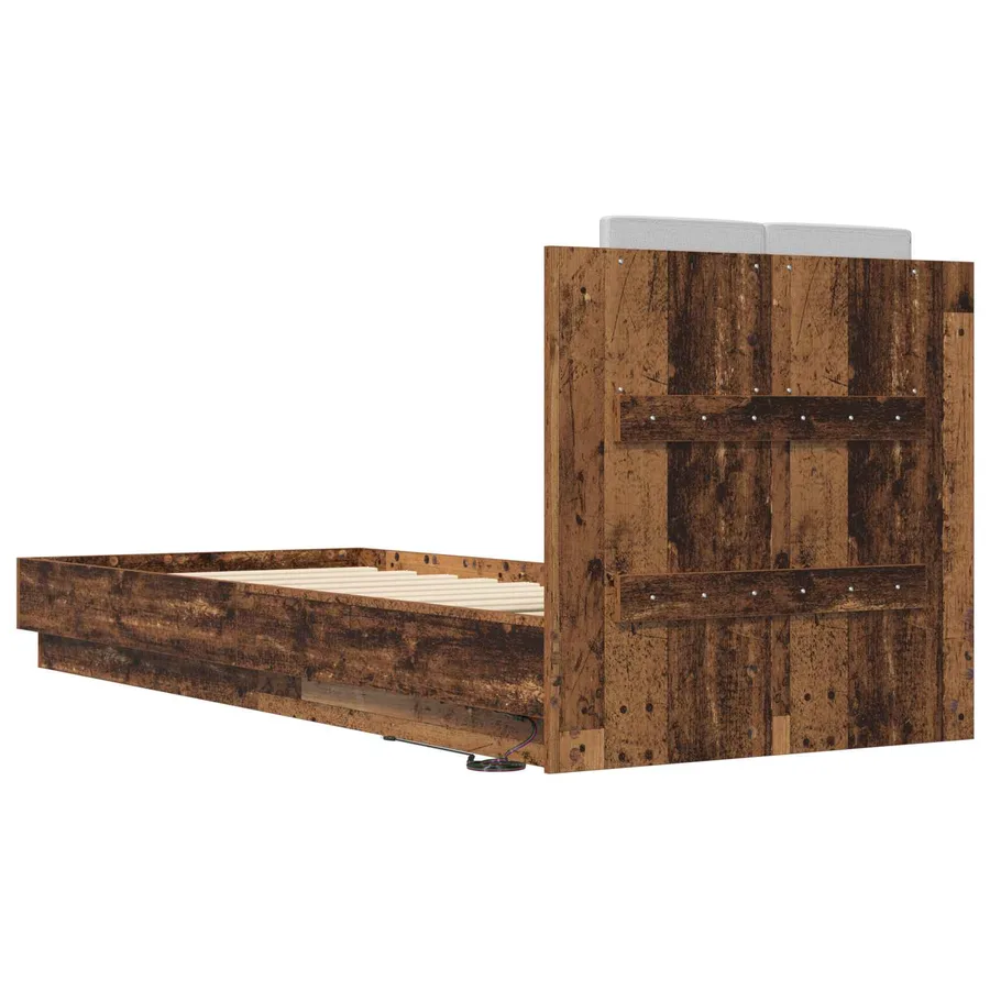 Cadre de lit avec LED Bois ancien 80 x 200 cm Bois d'ingénierie - 5