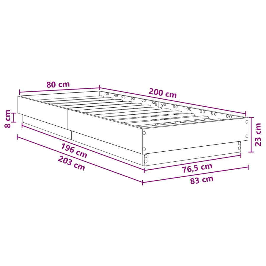Cadre de lit avec LED Chêne Sonoma 80 x 200 cm - 8