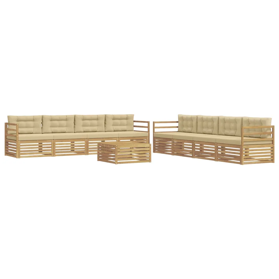 Ensemble de canapés d'extérieur 9 pc Blanc et Beige Polyester - 2