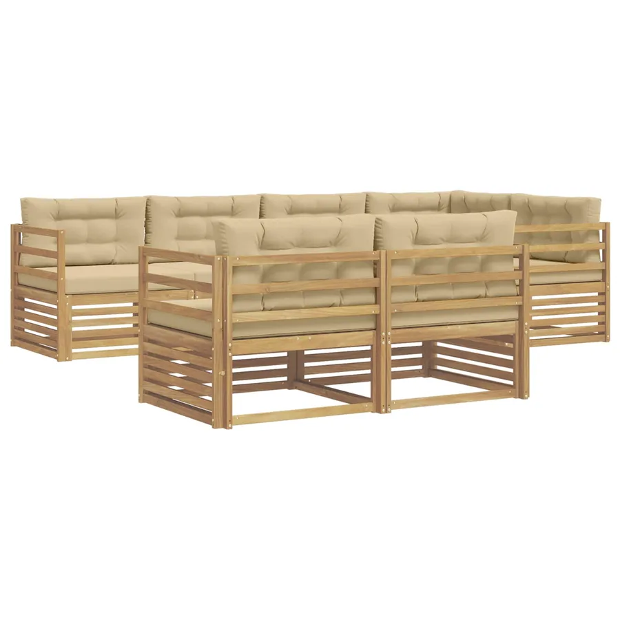Ensemble de canapés d'extérieur 7 pc Blanc et Beige Polyester - 2