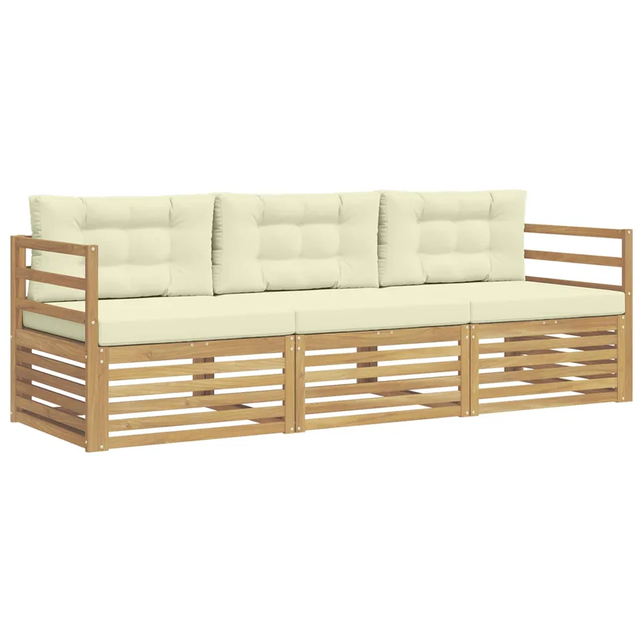 Ensemble de canapés d'extérieur 3 pc Blanc et crème Polyester - 2
