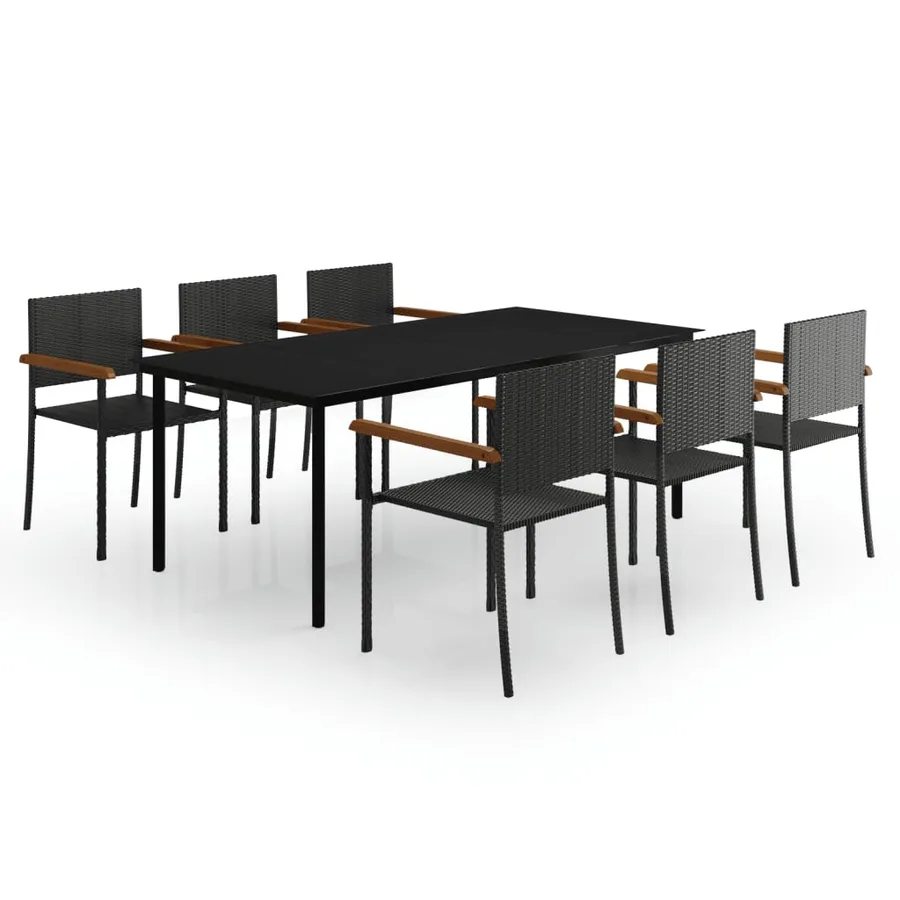 Ensemble à manger de jardin 7 pcs Noir - 2