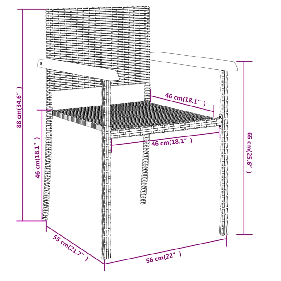 Ensemble à manger de jardin 7 pcs Noir - 8