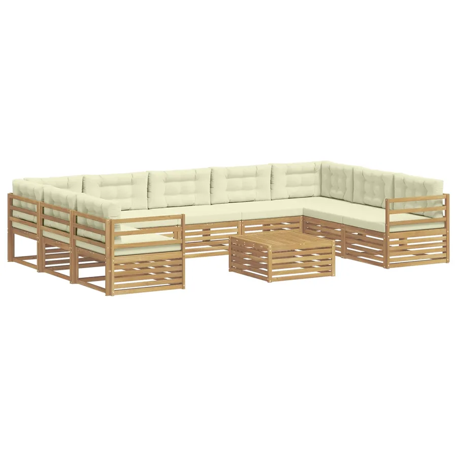 Ensemble de canapés d'extérieur 10 pc Blanc et crème Polyester - 2