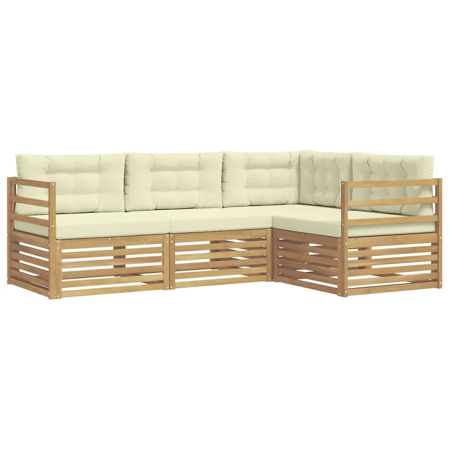Ensemble de canapés d'extérieur 4 pc Blanc et crème Polyester - 2
