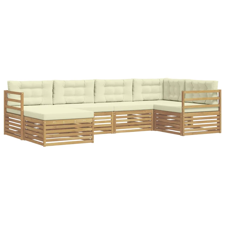 Ensemble de canapés d'extérieur 6 pc Blanc et crème Polyester - 2