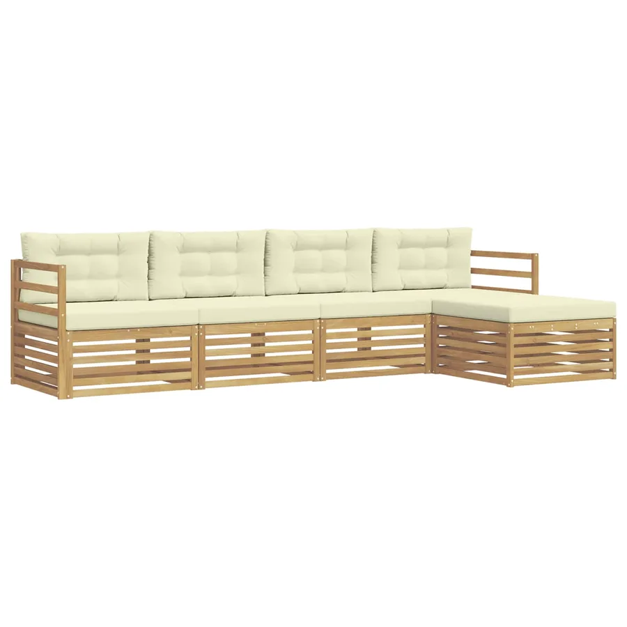 Ensemble de canapés d'extérieur 5 pc Blanc et crème Polyester - 2