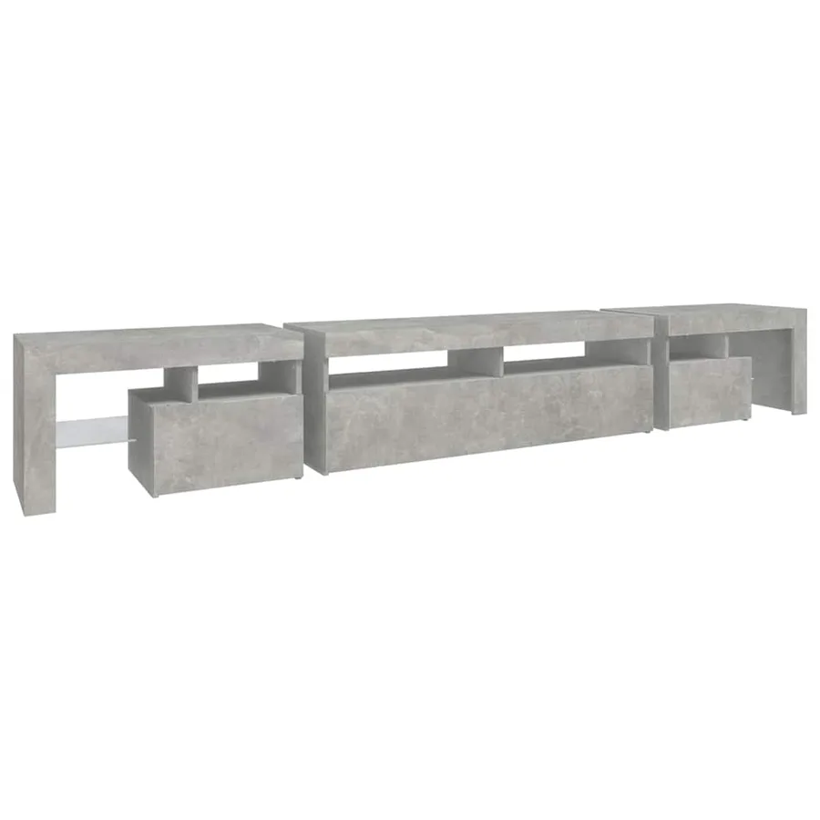 Meuble TV avec lumières LED Gris béton 260x36,5x40 cm - 8