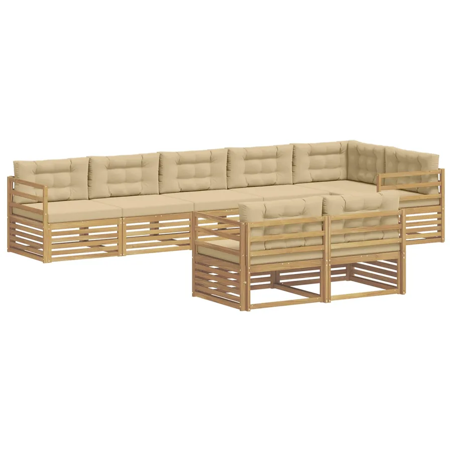 Ensemble de canapés d'extérieur 8 pc Blanc et Beige Polyester - 2