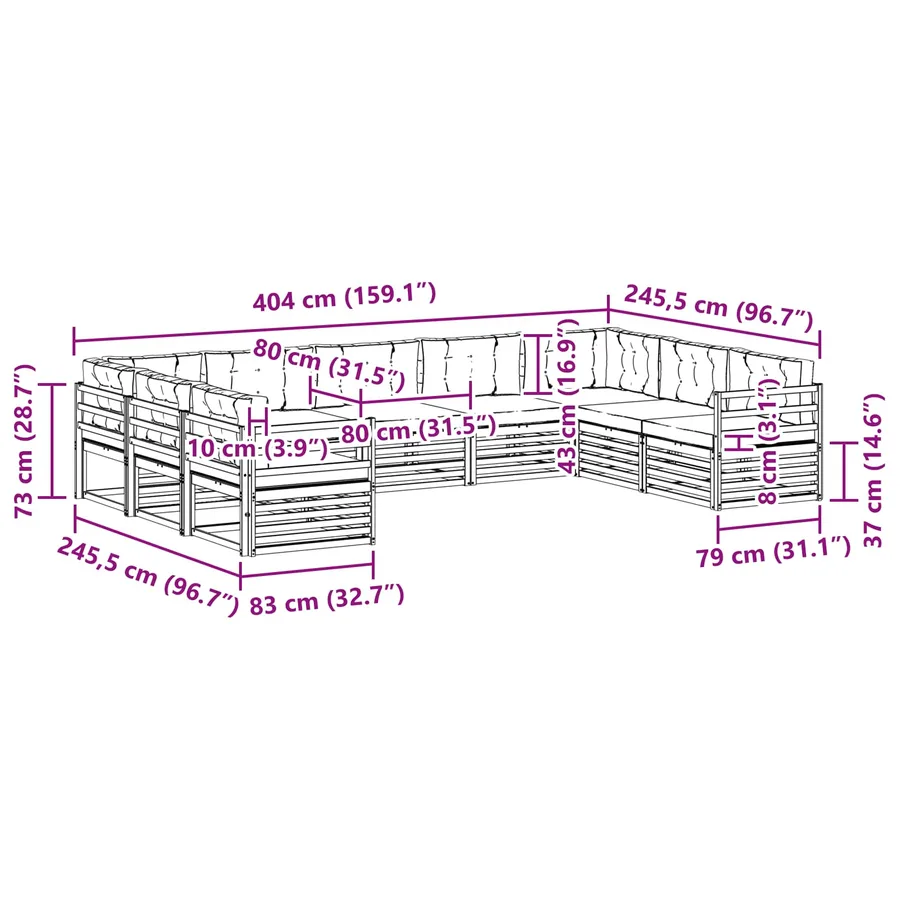 Ensemble de canapés d'extérieur 9 pc Blanc et anthracite - 8