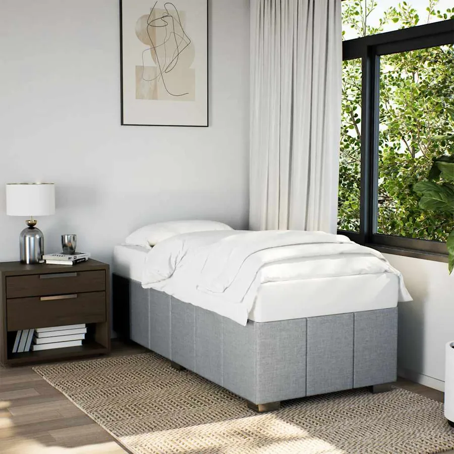 Cadre de lit sans matelas tissu gris clair Twin XL