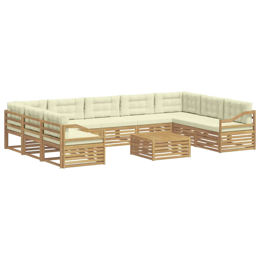 Ensemble de canapés d'extérieur 10 pc Blanc et crème Polyester - 2