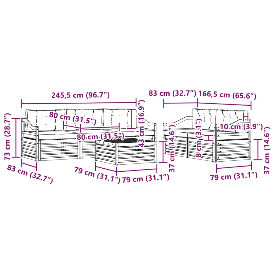 Ensemble de canapés d'extérieur 6 pc Blanc et anthracite - 7