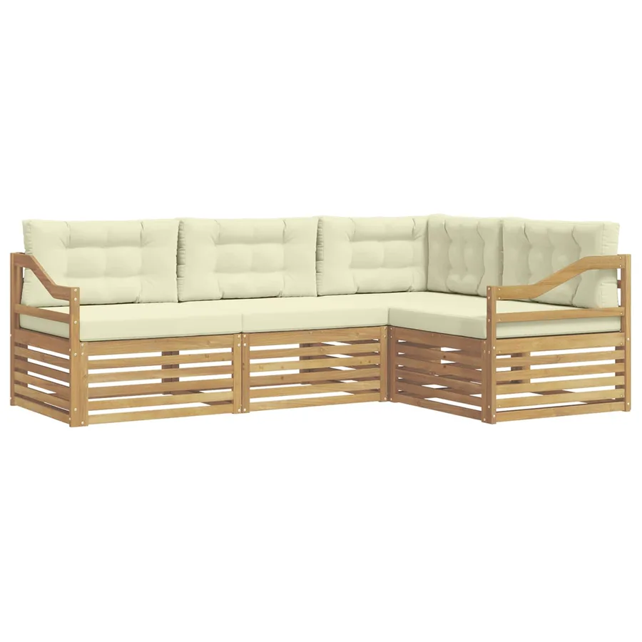 Ensemble de canapés d'extérieur 4 pc Blanc et crème Polyester - 2