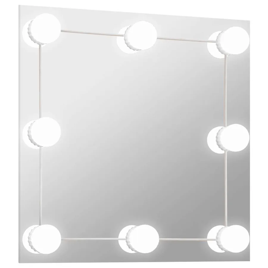 Miroir mural avec lampes LED Carré Verre - 2