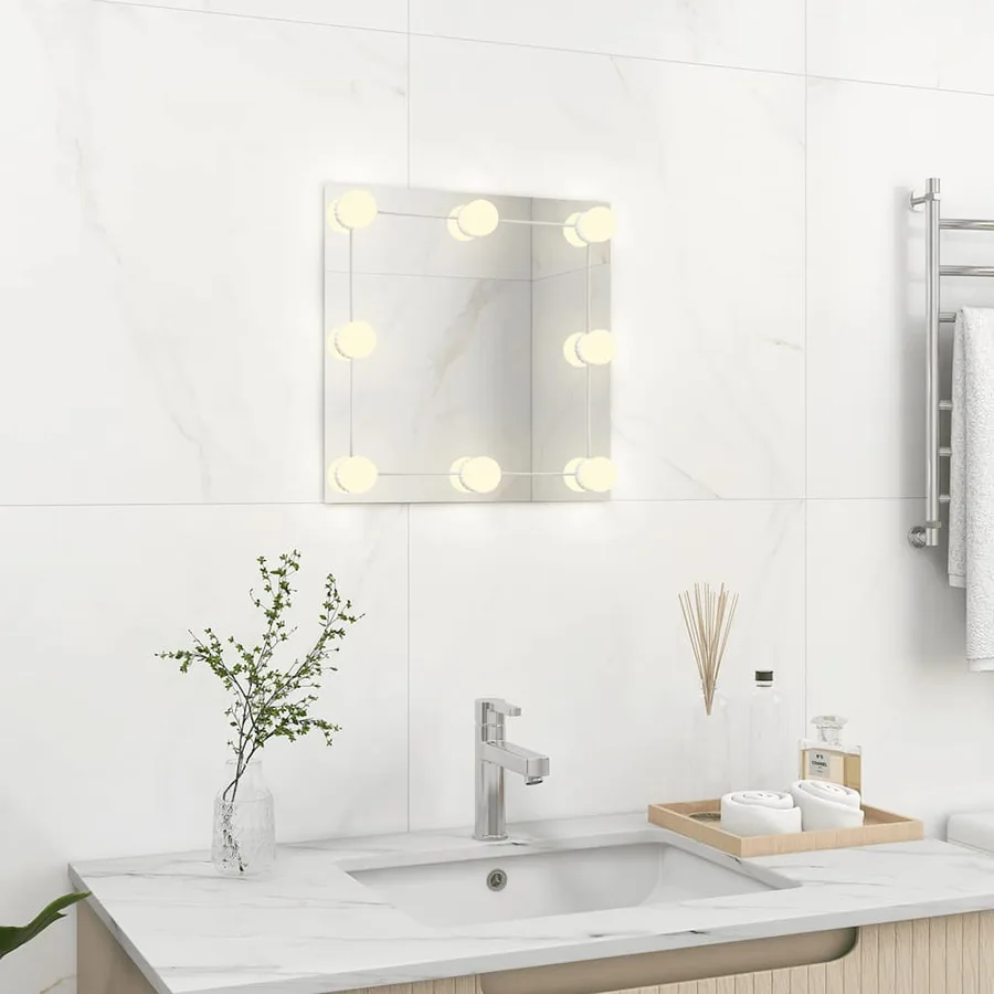 Miroir mural avec lampes LED Carré Verre - 3