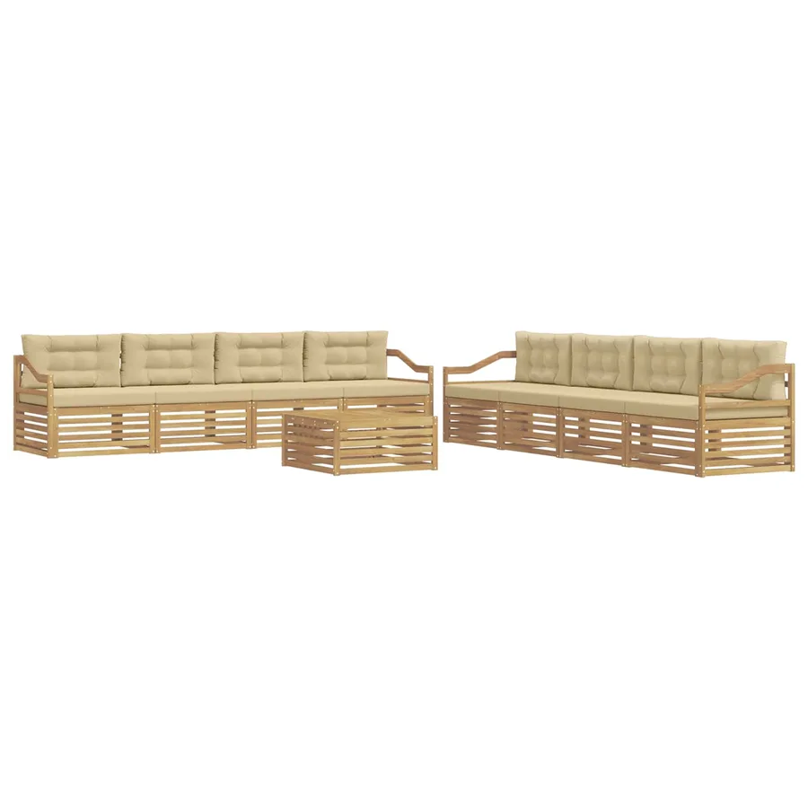 Ensemble de canapés d'extérieur 9 pc Blanc et Beige Polyester - 2
