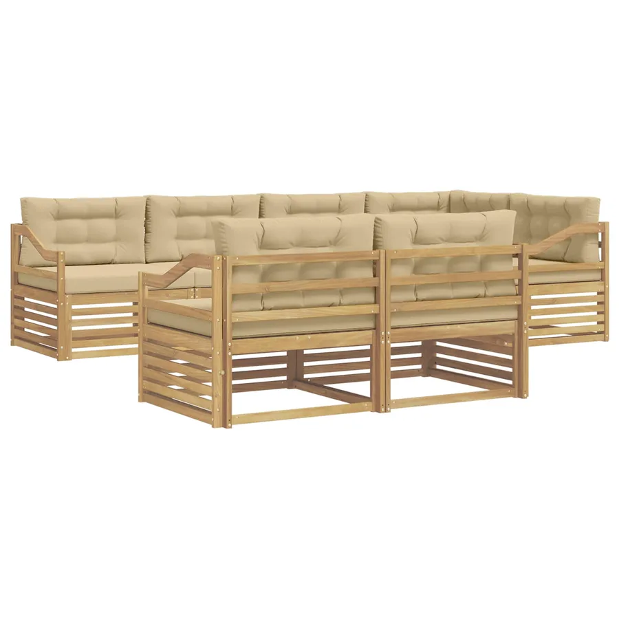 Ensemble de canapés d'extérieur 7 pc Blanc et Beige Polyester - 2