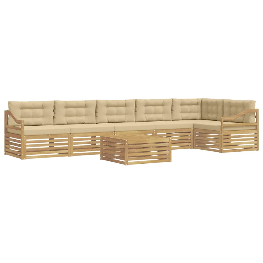 Ensemble de canapés d'extérieur 7 pc Blanc et Beige Polyester - 2