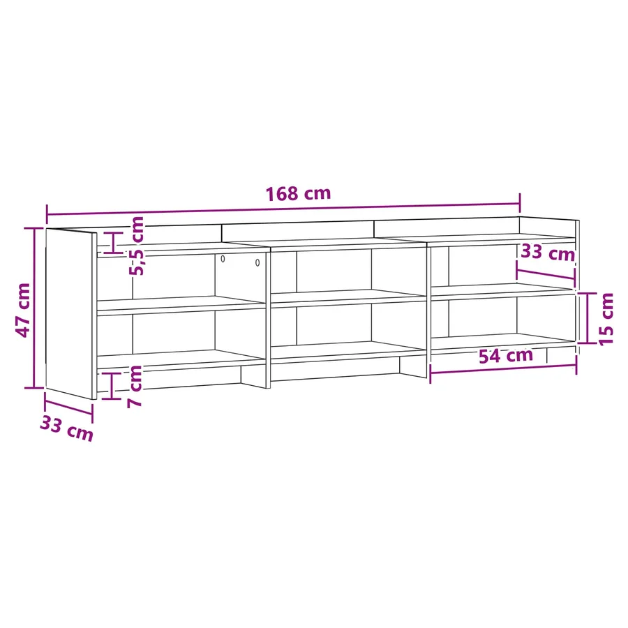 Meuble TV 168 x 33 x 47 cm Chêne artisanal Bois d'ingénierie - 8