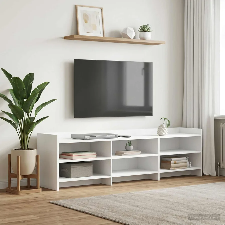 Meuble TV 168 x 33 x 47 cm Blanc Bois d'ingénierie