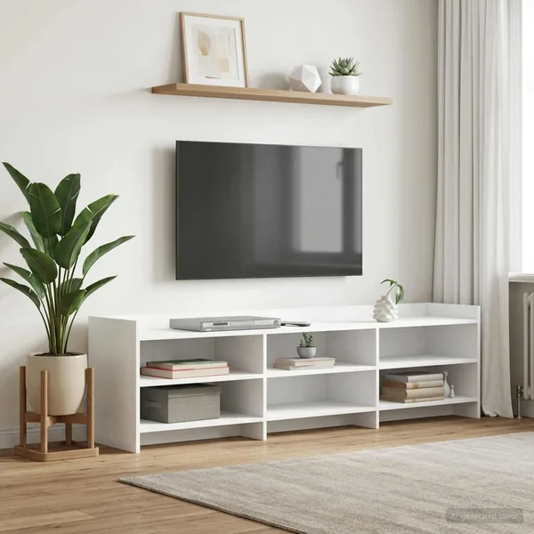 Meuble TV 168 x 33 x 47 cm Blanc Bois d'ingénierie