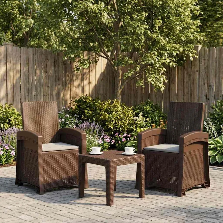 Chaise de jardin inclinable imitant le rotin 2 pcs PP