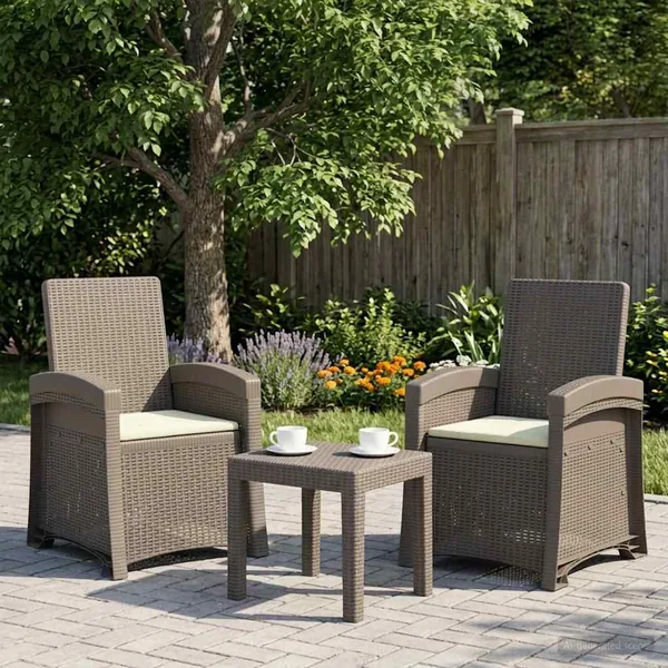 Chaise de jardin inclinable imitant le rotin 2 pcs PP