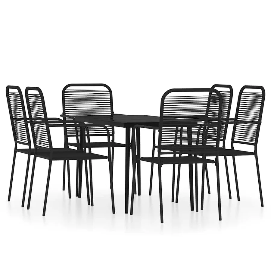Ensemble à manger de jardin 7 pcs Noir - 2
