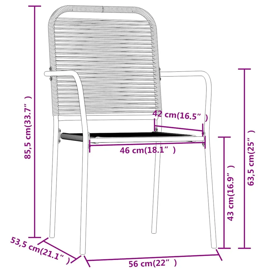 Ensemble à manger de jardin 7 pcs Noir - 7