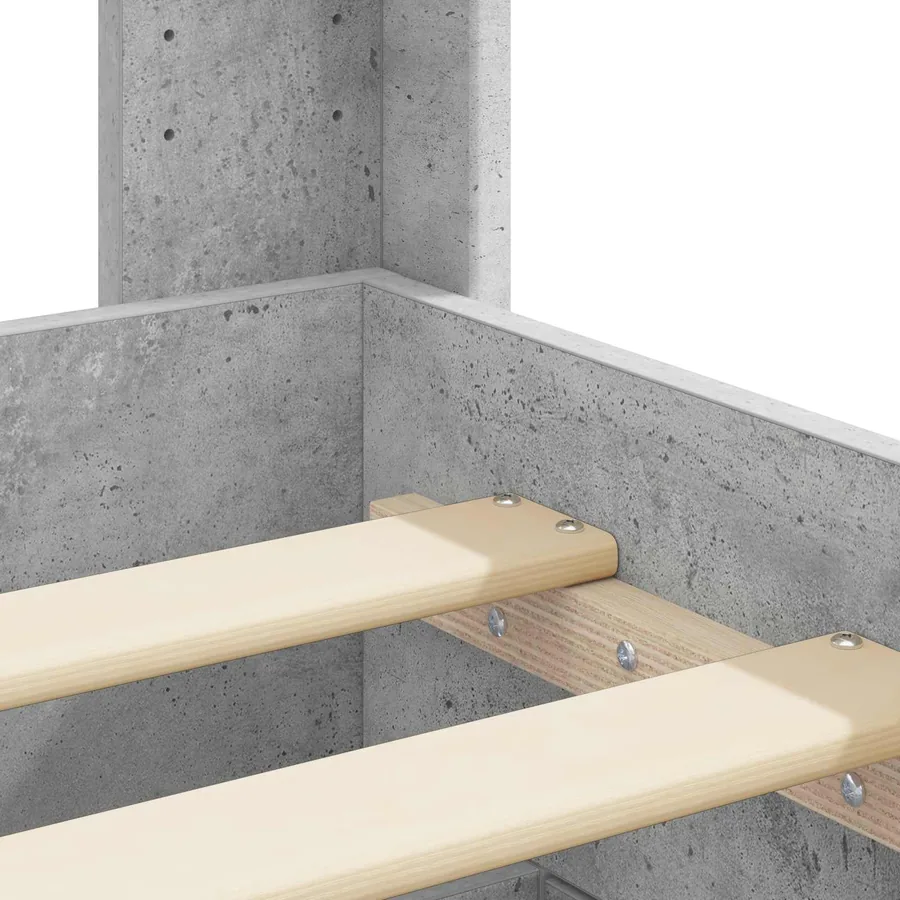 Cadre de lit avec rangement et tête de lit Gris béton - 8