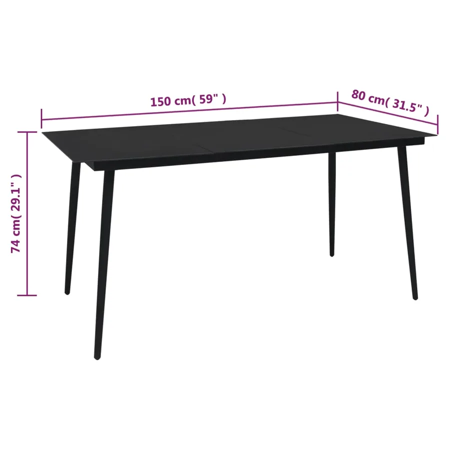 Ensemble à manger de jardin 7 pcs Noir Rotin PVC - 12