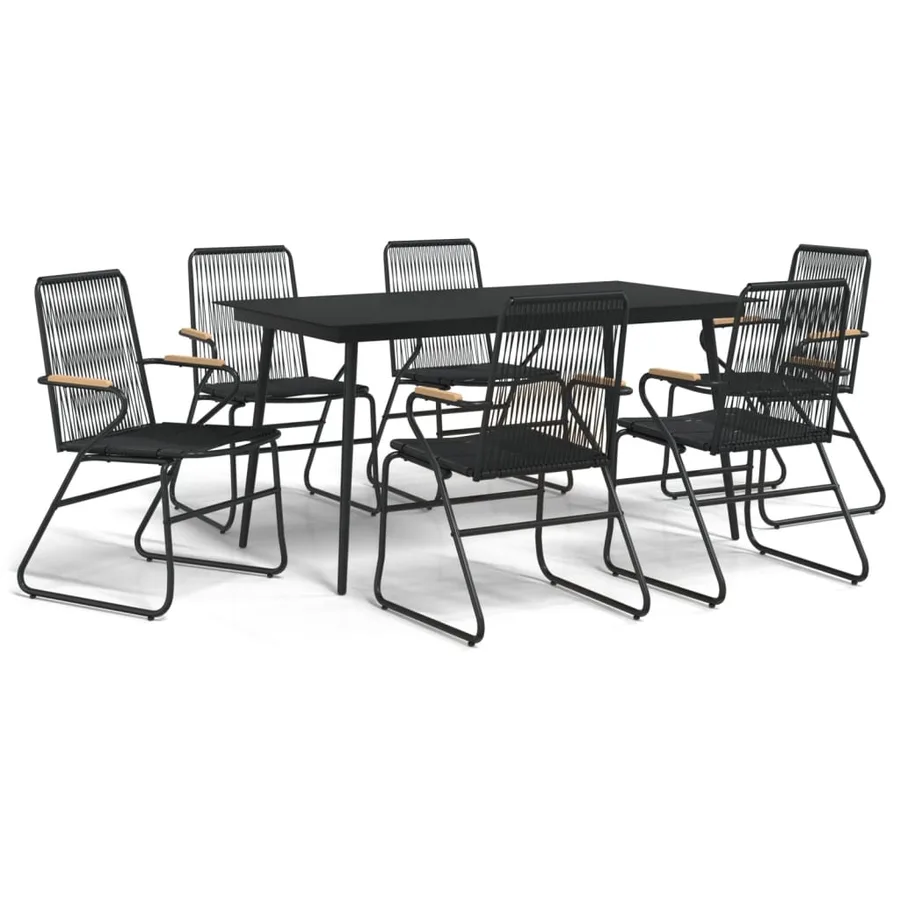 Ensemble à manger de jardin 7 pcs Noir Rotin PVC - 2