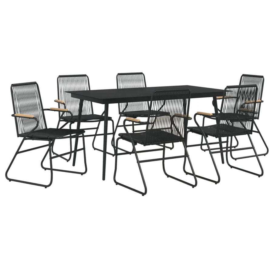 Ensemble à manger de jardin 7 pcs Noir Rotin PVC - 3