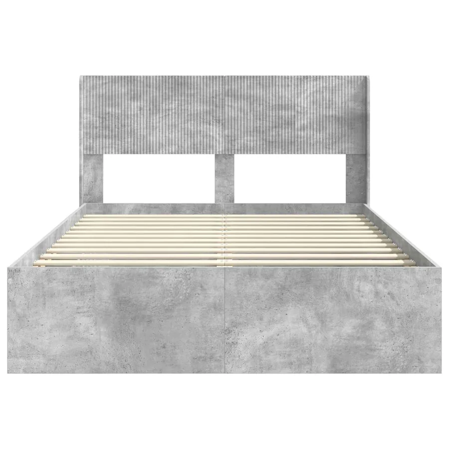 Cadre de lit avec rangement et tête de lit Gris béton - 5