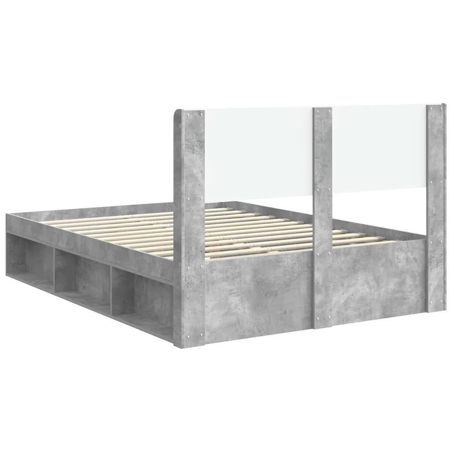 Cadre de lit avec rangement et tête de lit Gris béton - 7