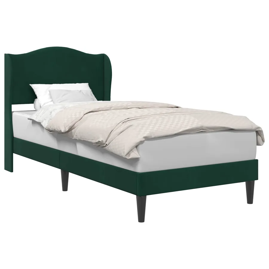 Cadre de lit avec tête de lit Vert foncé 90 x 190 cm Velours - 2