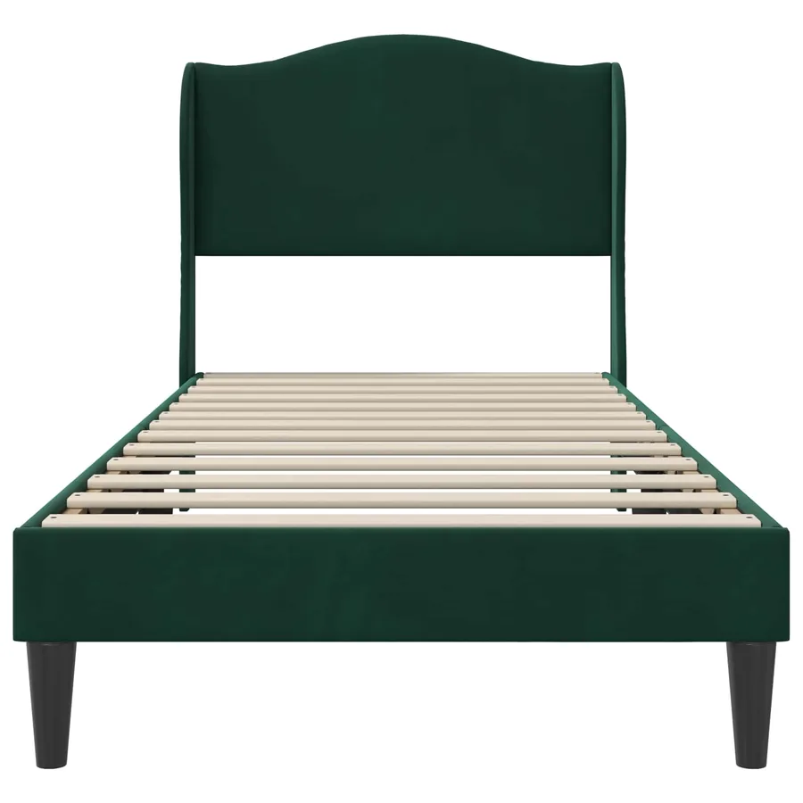 Cadre de lit avec tête de lit Vert foncé 90 x 190 cm Velours - 4