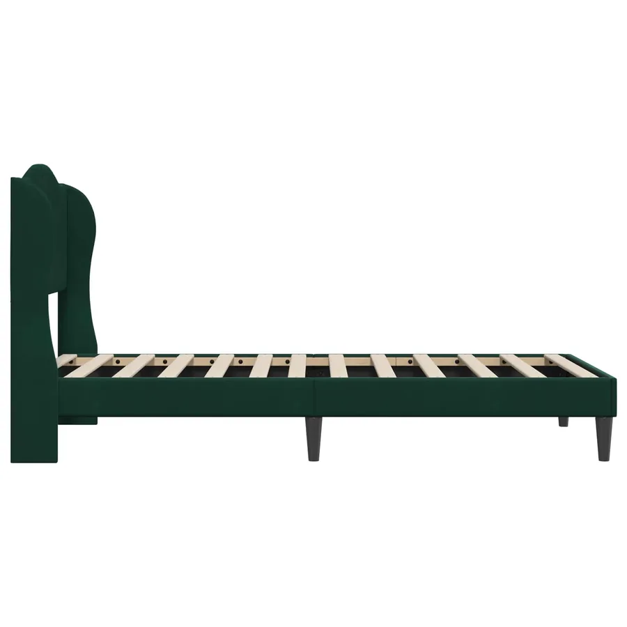 Cadre de lit avec tête de lit Vert foncé 90 x 190 cm Velours - 5