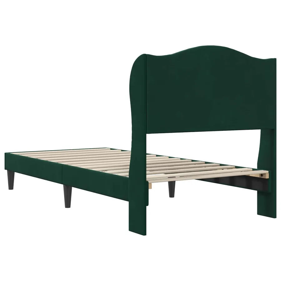 Cadre de lit avec tête de lit Vert foncé 90 x 190 cm Velours - 6