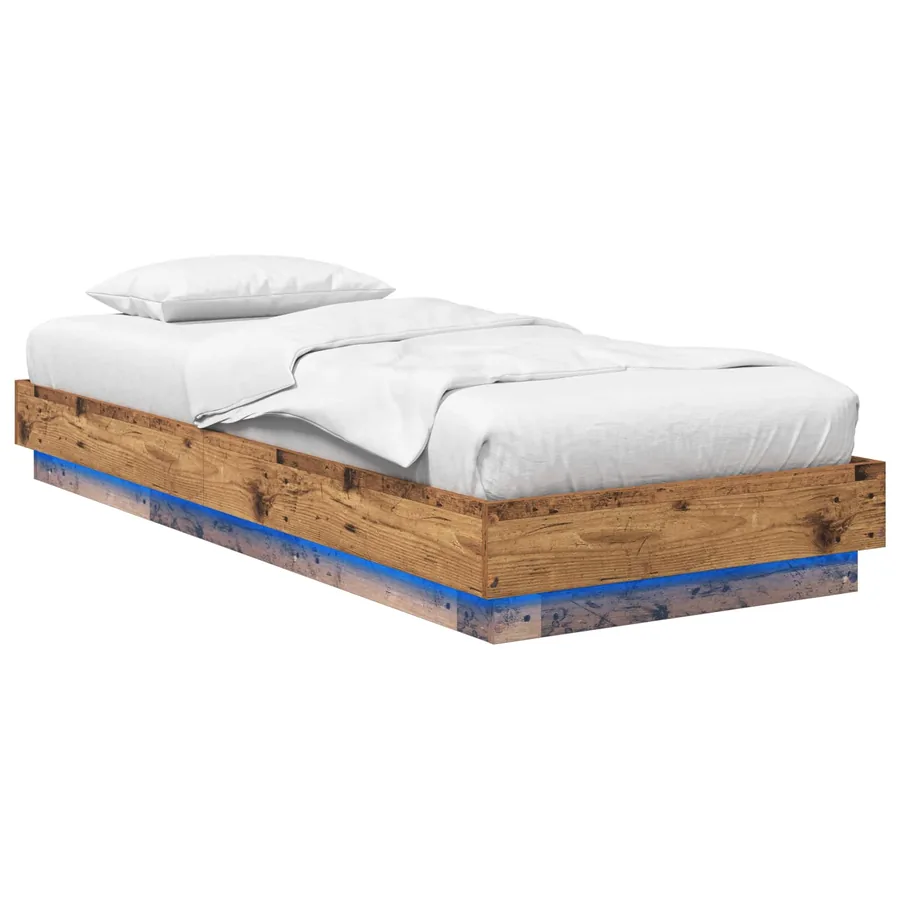 Cadre de lit avec LED Bois ancien 80 x 200 cm Bois d'ingénierie