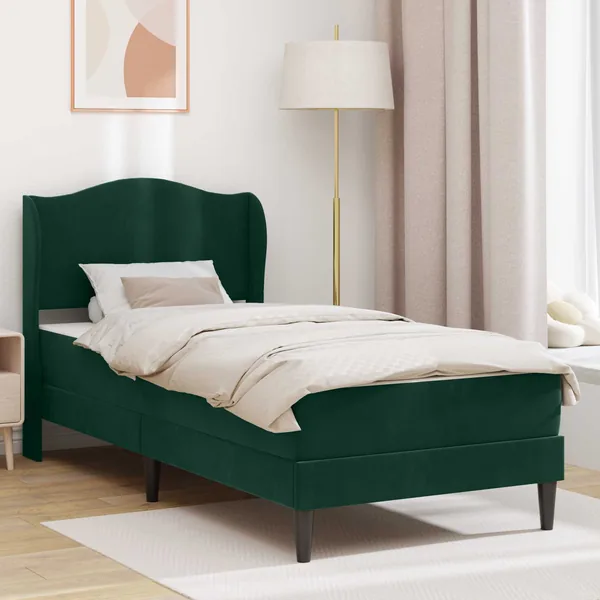 Cadre de lit 2 pcs Vert foncé 90 x 190 cm Velours