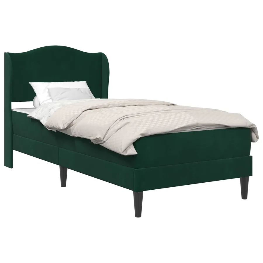 Cadre de lit 2 pcs Vert foncé 90 x 190 cm Velours - 2