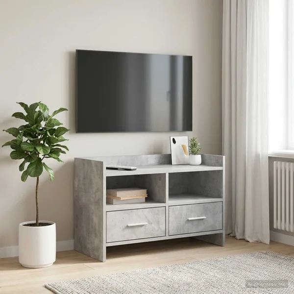 Meuble TV 71,5 x 33 x 47 cm Gris béton Bois d'ingénierie