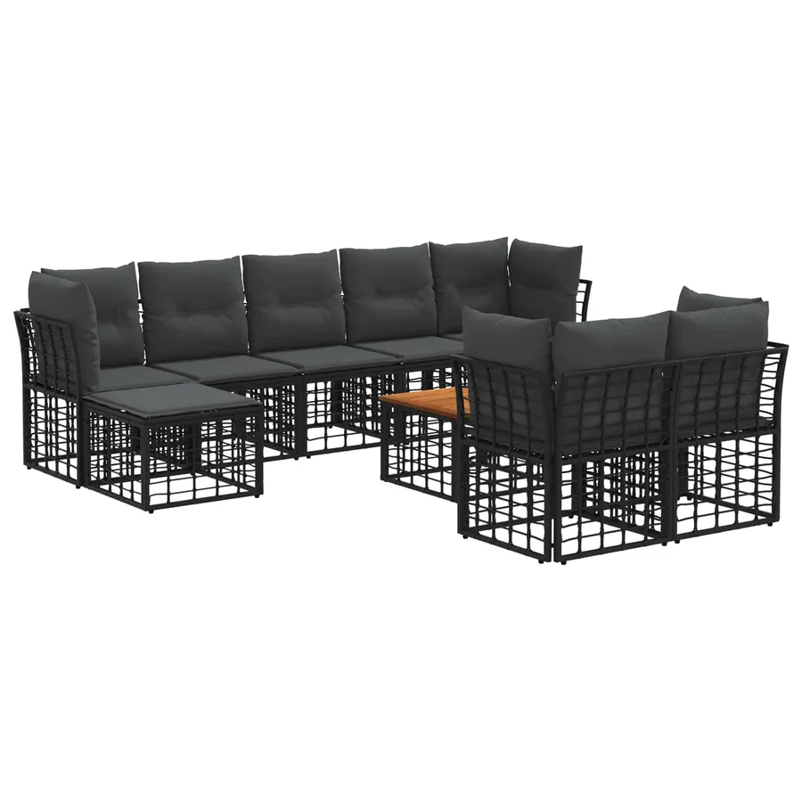 Ensemble de canapés d'extérieur 10 pcs Noir et Gris foncé - 2