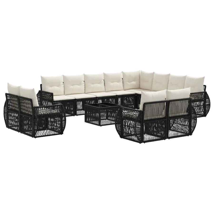 Ensemble de canapé de jardin 13 pcs Noir et blanc crème - 2