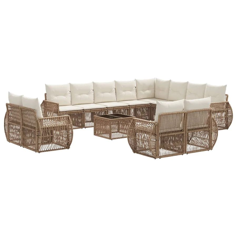 Ensemble de canapé de jardin 13 pcs Beige et blanc crème - 2