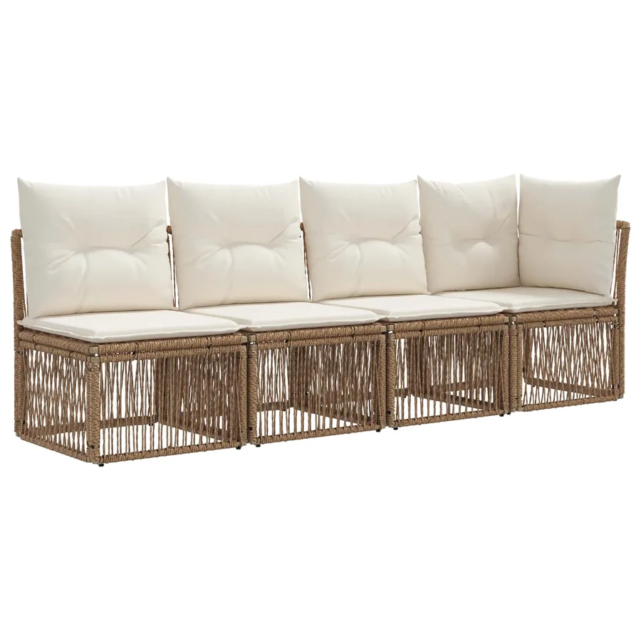 Ensemble de canapé de jardin 9 pcs Beige polyrotin - 4