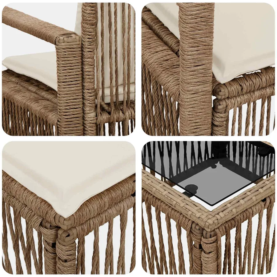 Ensemble de canapé de jardin 9 pcs Beige polyrotin - 7