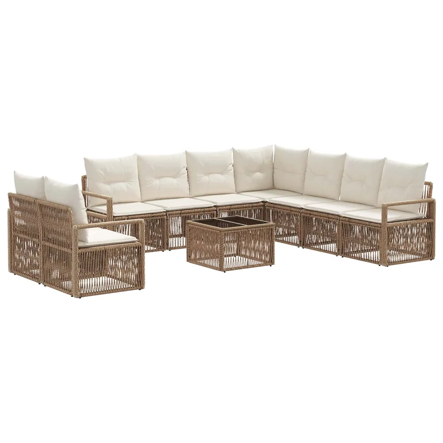 Ensemble de canapé de jardin 10 pcs Beige polyrotin - 2